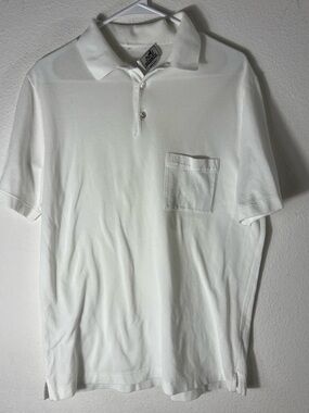 Hermes Men's White H Pocket Pique Polo Shirt